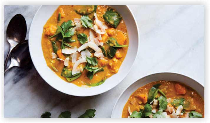 Curried Lentils With Sweet Potatoes and Hazelnuts